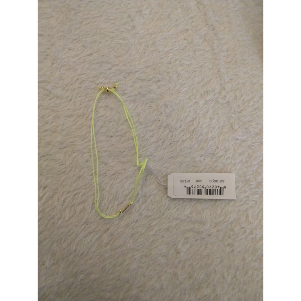 Gorjana Prism Alphabet Lime Green String Bracelet Gold Plated Letter J NWT